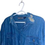 Cherokee  Denim Shirt Women's 2XL Blue Long Sleeve‎ Button Up Embellished Collar Photo 1