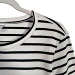 Old Navy  Womens Sz M Black White Stripe T Shirt Dress 3/4 Sleeve Collarless Photo 3