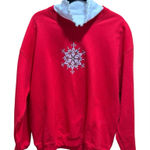 PFI Fashions Red Snowflake Sweatshirt – XL Vintage Holiday Embellished Pullover Photo 0