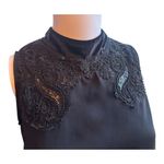 ZARA BASIC Small Black Blouse Sleeveless beaded Lace Embroidery​ Photo 2