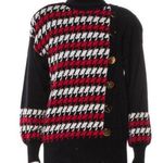 Lillie Rubin Vintage 80s Turtleneck Sweater Houndstooth Black Red Gold Buttons S Photo 0