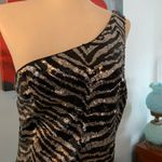 Lulus Lulu’s Acting Wild Sequin Tiger Zebra Animal Print One-Shoulder Mini Dress S Photo 1