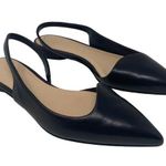 Club Monaco Sz 37 1/2 Women's Black Leather Slingback Pointed Toe Flat Shoes Photo 0