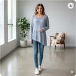 Apt. 9  Sweater Womens Small Blue Asymmetrical Open Knit Pullover Scoop Neck Photo 10