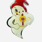 Casper Enamel Pin Friendly Ghost Christmas Night Cap Holding Candle Gold Tone Photo 0