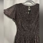 Kensie Black and Bronze Metallic Smocked Midi Dress Small Photo 9