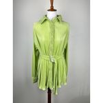 THATS SO FETCH Stassi Shirt Dress Belted Size 4 Lime Green Pleated Collared Photo 1