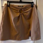 Boohoo  Made in Italy Interesting Cognac Color Skirt w Center Ring & Side Slit Photo 0