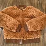 Love Token  Faux Fur copper brown Bomber zip light soft fuzzy Jacket M Photo 0