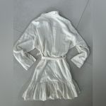 ZARA Linen Blend Ruffle Hem Belted Shirt Dress Cream/ Ivory Belted Size M Photo 6