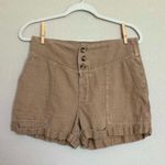 Aerie Womens Twill V Linen Short in Tan Photo 1