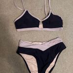Cupshe NWT  Bikini Cut Out High Waisted Scoop Neck V Cut Purple/blue size S Photo 0