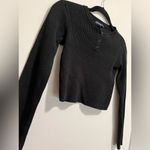 Brandy Melville  Black Ribbed Sweater Long Sleeve Top Women’s One Size EUC Photo 2