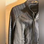 Trouve Black Quilted Bomber Jacket leather houndstooth zip up moto classic S Photo 6