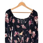 Nasty Gal  Floral Ruched Skater Dress Black Cutout size 6 Long Sleeves NWT Photo 3