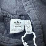 Adidas  Cropped Hoodie Womens Black 3 Stripe Logo‎ Sweatshirt Pullover Photo 2
