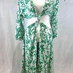Shade & Shore long sleeve green and white twist front maxi cover up size XL Photo 4