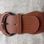 Brown Faux Leather Waist Belt Elastic Photo 1