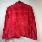 David Brooks Suede Jacket Red Snap Front Moto Minimalist Women's Sz Large Petite Photo 7