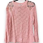 Andree by Unit  women's size small pullover pink knit sweater with lace detailing Photo 0