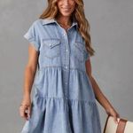 VICI Sunol Tiered Button Down Chambray Denim Dress Size Small Photo 0