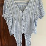 Jane and Delancey Women’s crinkle tie front button down top  Medium Photo 1