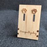 Paw Print Cut Out Stainless Steel Fashion Stud Earrings, ROSE GOLD Pink Photo 4