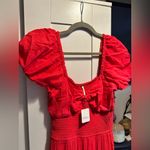 Free People NWT Sundrenched Smocked Puff Sleeve Maxi Dress In Atlas Red Photo 3