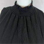 Black smocked mock neck double layer flowy top size large Photo 1