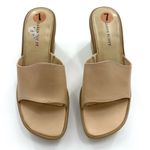 Karen Scott  Nude Slip On Leather Sandals with Floral Print Wedge Heel Size 7 Photo 1