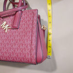 Michael Kors Laila Satchel Bag Small Mulberry MK Logo Print Adjustable Strap Photo 2