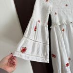 Free People  | White Counting Daisies Embroidered Smocked Bell Sleeve Dress Small Photo 6