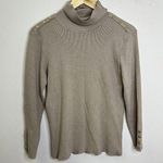 Calvin Klein turtleneck sweater with gold buttons beige tan khaki ribbed Size L Photo 0