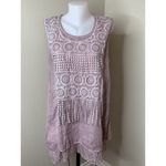 Pretty Angel Pink Embroidered Sleeveless Long Blouse Short Dress Sz S Linen Bld Photo 1