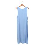 Amy K Su AKS Tencel Pinafore Jumper Maxi Buttoned Blue Dress w/ Pockets L Size L Photo 3