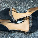 J.Crew Black Suede d'Orsay Flats with Silver Glitter Bow Women’s Size 9 Photo 3