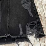 Free People  Black Washed Denim Distressed Skirt Photo 2
