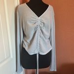 Wild Fable Baby Blue Waffle Scrunch Long Sleeve Crop Top Photo 2