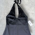 Jason Wu Jason‎ Wu Satin Plunging Neckline Halter Midi Black Satin Dress NWT Sz S Photo 3