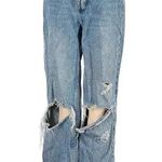 ZARA  sz 2 ripped Knee Jeans High Waist Distressed Denim Light Wash Casual Trendy Photo 0