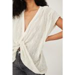 Free People  Cream Show Off Tee Tie-Front Crochet Reversible Slouchy Dolman Tee Photo 10