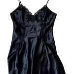American Vintage Black Satin Nightgown Dress Slip Lingerie Women's Size Small Lace Photo 0