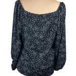 A New Day Blouse Top Black White Micro Floral Size L Large Long Sleeve Photo 2