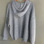 American Eagle oversized Cozy Blue chunky Knit Hoodie Medium Photo 3