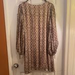 Adrienne  Beige Snake Print Long Sleeve Dress Photo 4