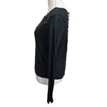 Generation Love Women Black Long Sleeve Top Lace Up Linen Blouse Size Small S Photo 4