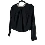 Lulumari long-sleeved beaded collar top in black Size small Women's Top Photo 9