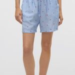 VERO MODA  Blue Women's Shorts with snow white/ cherry  Accents Photo 0