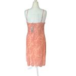 Peach Midi Stretch Slip Dress Women's Size XL Burnout Velvet , Ruched Bust, 43”L Orange Photo 3