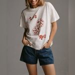 Free People NWT  Banner Day Let's Roll Tee - white ivory red - small Photo 3